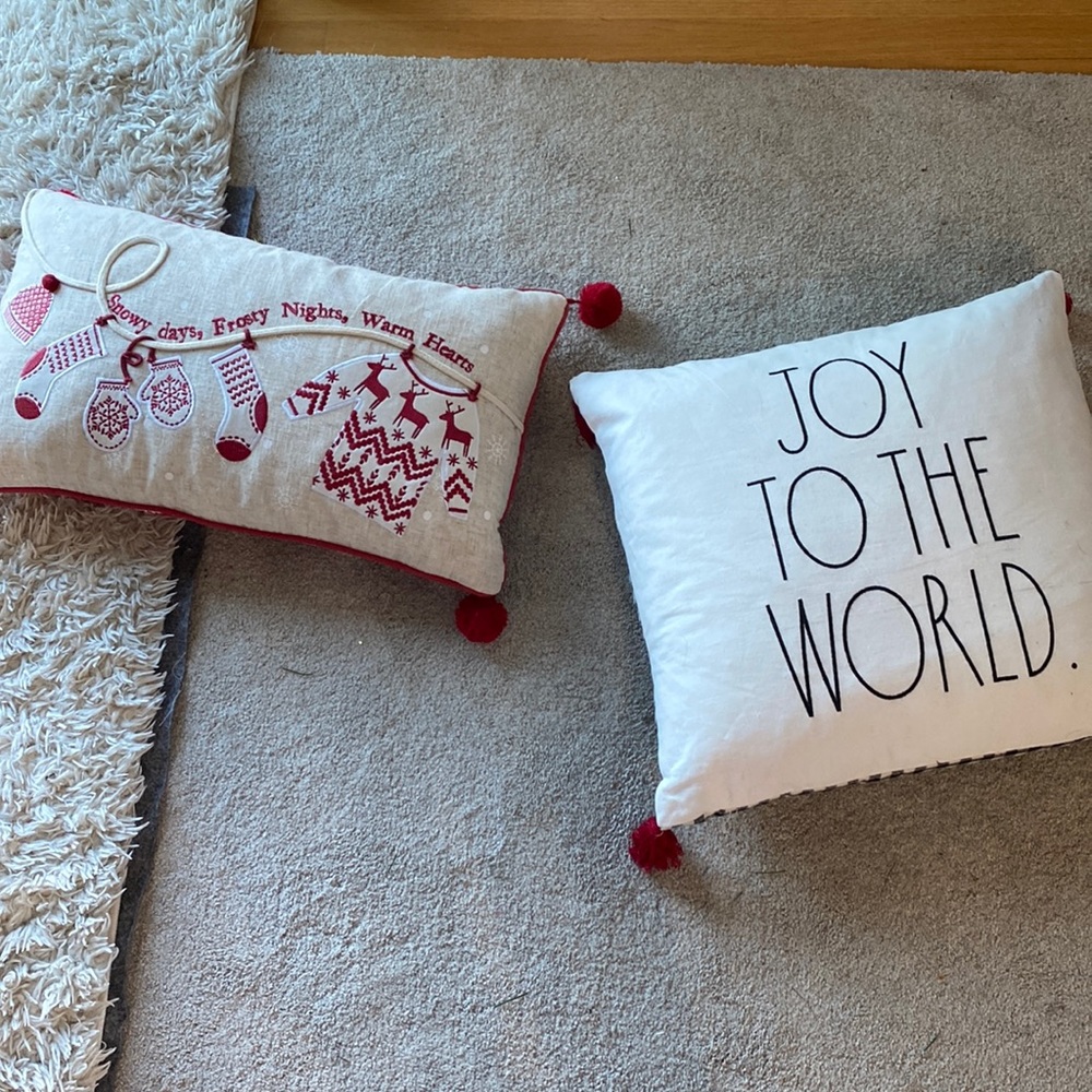 Christmas Rae Dunn Pillows (2) SOLD TOGETHER